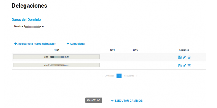 Delegar dominios